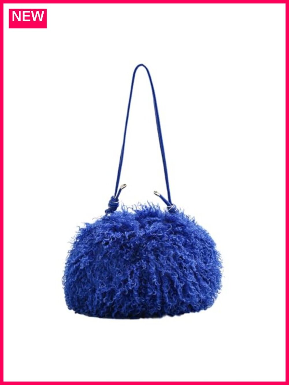 Faux fur shoulder bag, buckle closure, two compartments